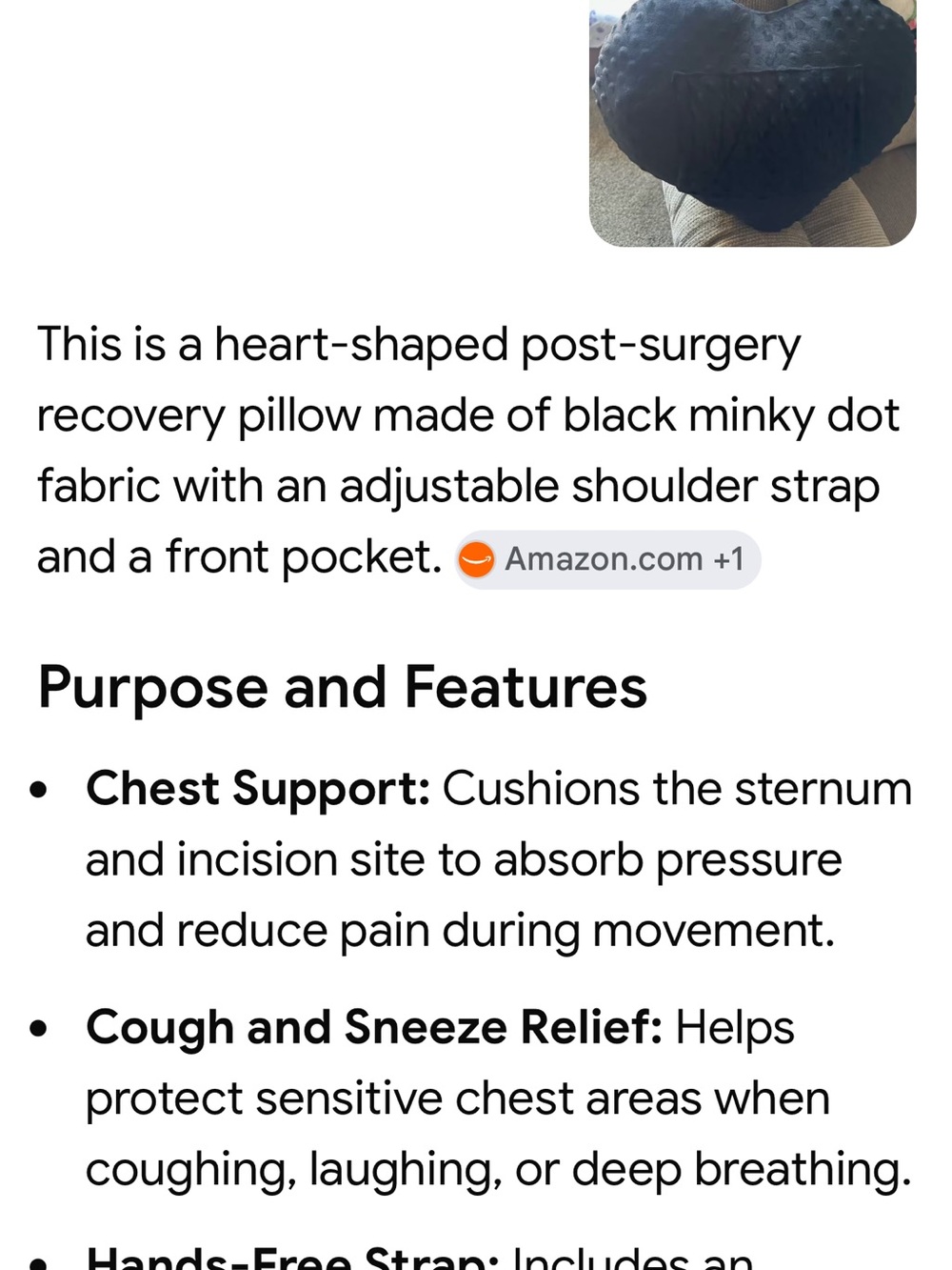 Post-Surgery Heart-Shaped Recovery Pillow - Black